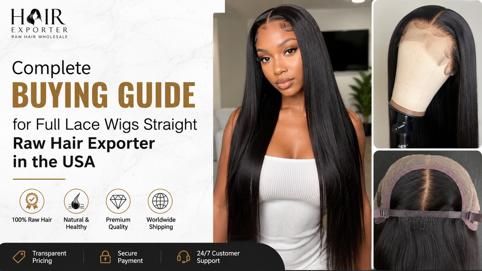 Complete Buying Guide for Full Lace Wigs Straight Raw Hair Exporter in the USA 